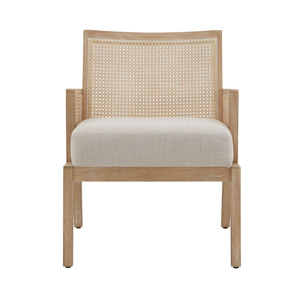 Homelegance By Top-Line Marceline Natural Finish Fabric Cane Accent Chair Natural Rubberwood
