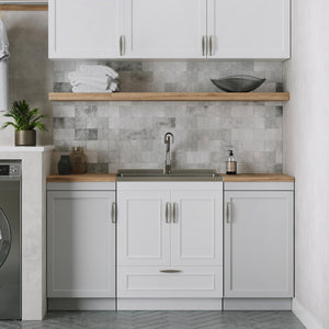 English Elm Cardinal 28" Laundry Cabinet With Deep Stainless Steel Sink & Pull-Out Faucet For Easy Cleanup B136P158792