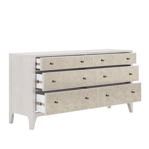 A.R.T. Furniture Mezzanine Dove Gray Mirrored Dresser With Six Drawers, Cedar Lined, Elegant Antique Finish & Hardware Light Gray Parawood And Poplar Solids,Maple Veneer,Mirror 325131-2249