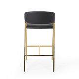 Christopher Knight Home® - Noble House - Folwell Modern Faux Leather Barstool, Black and Gold - Set of 2