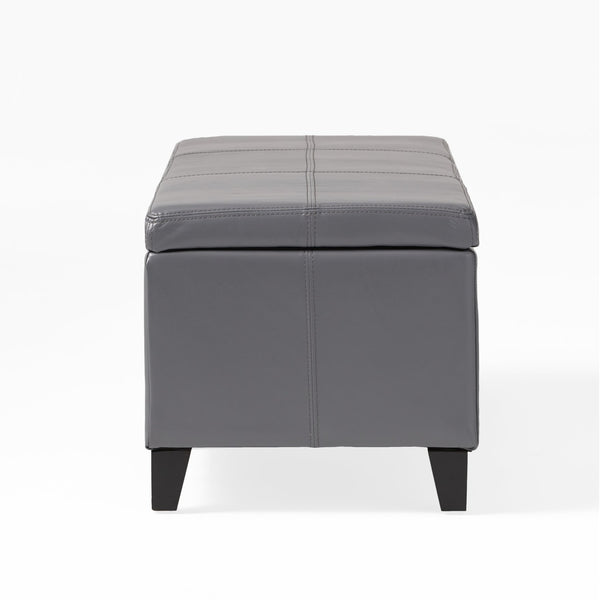 English Elm Glouster Bench Style Pu Leather Storage Ottoman with Soft Close Lid for Bedroom Grey 57742.00GRY
