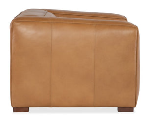 Hooker Furniture Maria Chair With Semi-Aniline Caramel Leather, Wide Track Arms, Flange Welt Trim & Dark Wood Feet SS407-01-080