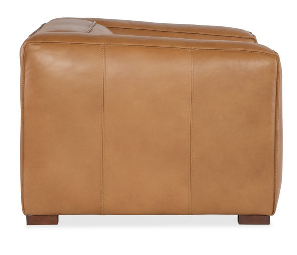 Hooker Furniture Maria Chair With Semi-Aniline Caramel Leather, Wide Track Arms, Flange Welt Trim & Dark Wood Feet SS407-01-080