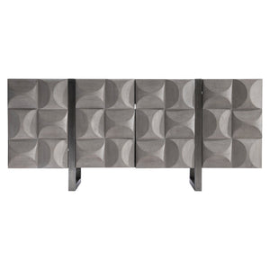 Bernhardt Bernhardt Rune Sculptural Entertainment Credenza With Bluff Oak Veneer, Graphite Legs, Cable Management 321870