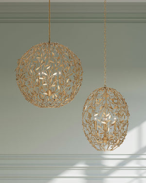 Currey & Company Secret Garden Gold Orb Chandelier - Elegant Biophilic Lighting With Handcrafted Crystal Accents Gold Crystal ,Wrought Iron 9000-1289-currey-company