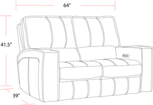 Parker House Rockford - Verona Black Power Reclining Sofa And Loveseat Black Top Grain Leather With Match (X) Mroc-32ph-vbk