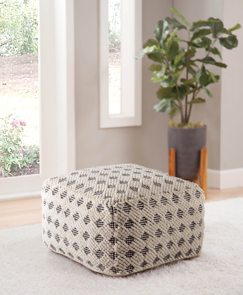 English Elm Steve Silver - Kodi Handwoven Square Pouf Pearl Silver — 23x23x15" Cotton Cover, Thermocol Bead Fill, Stylish Accent(97) B081P157315