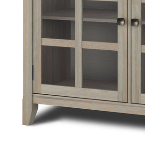 English Elm Acadian Wide Storage Cabinet - Handcrafted Distressed Grey With Glass Doors & Adjustable Shelves B136P158287