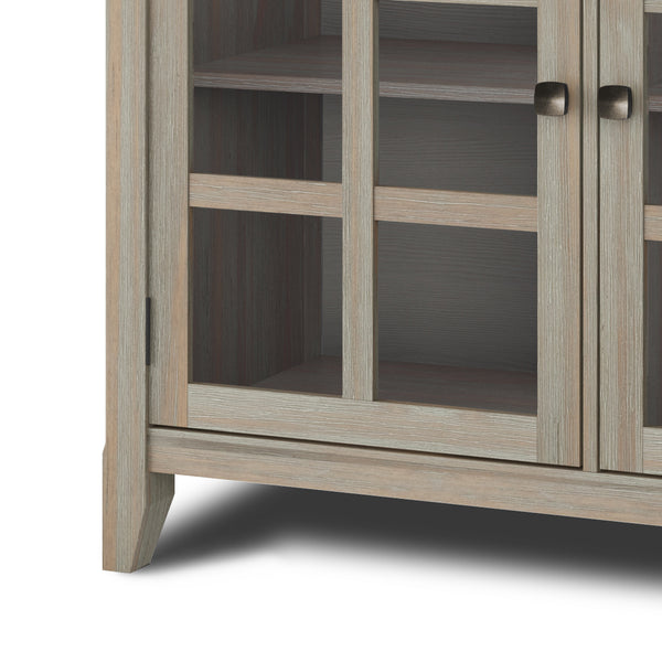 English Elm Acadian Wide Storage Cabinet - Handcrafted Distressed Grey With Glass Doors & Adjustable Shelves B136P158287