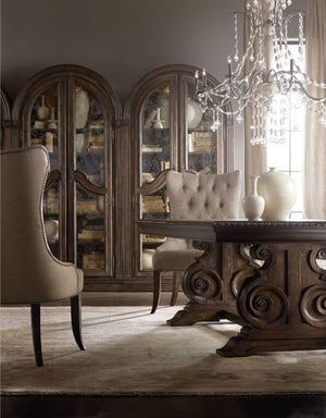 Hooker Furniture Rhapsody Rustic Walnut Curio Cabinet With Seeded Glass, Touch Light & Adjustable Shelves For Display 5070-50001