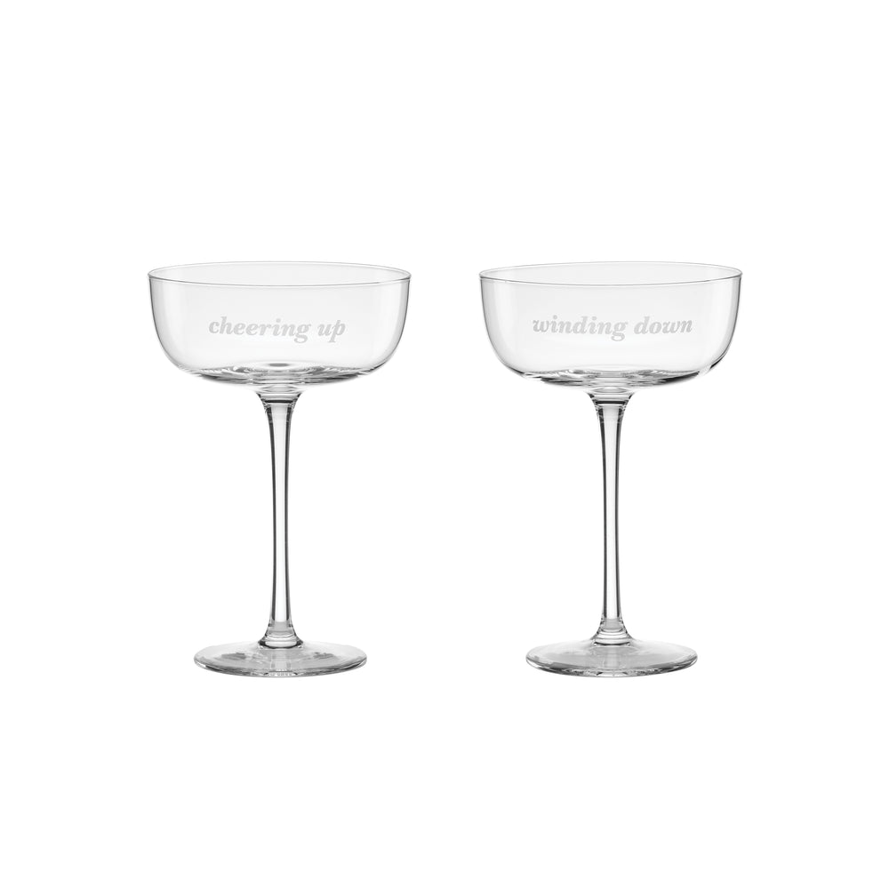 Lenox Kate Spade Winding Down & Cheering Up Coupe Glasses, Set of 2 Clear, NO COLOR GLASS,CRYSTAL 897460