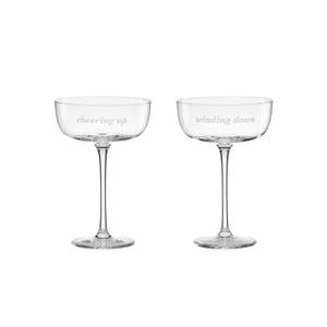 Lenox Kate Spade Winding Down & Cheering Up Coupe Glasses, Set of 2 Clear, NO COLOR GLASS,CRYSTAL 897460