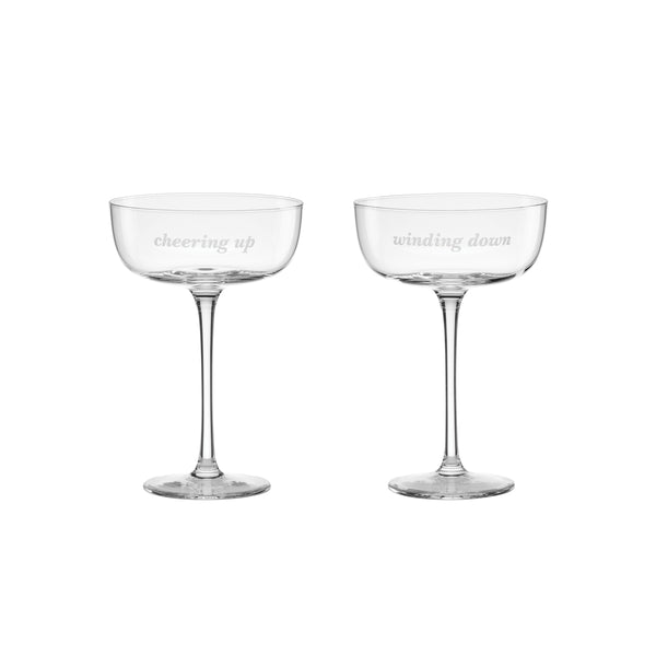 Lenox Kate Spade Winding Down & Cheering Up Coupe Glasses, Set of 2 Clear, NO COLOR GLASS,CRYSTAL 897460