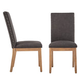 Homelegance By Top-Line Marsean Nailhead Accent Parson Linen Dining Chairs (Set of 2) Natural Rubberwood