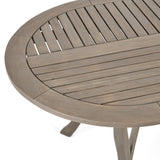 Christopher Knight Home® - Noble House - Hermosa Outdoor Acacia Wood 70" Oval Dining Table, Gray