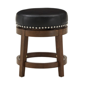 Homelegance By Top-Line Emerson Brown Finish Faux Leather 18" Swivel Dining Height Stool (Set of 2) Black Rubberwood