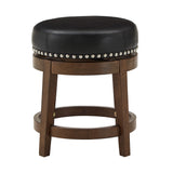 Homelegance By Top-Line Emerson Brown Finish Faux Leather 18" Swivel Dining Height Stool (Set of 2) Black Rubberwood