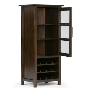 English Elm Avalon Handcrafted High Storage Wine Rack Cabinet with 12-Bottle Rack, Tempered Glass Door, Solid Wood Finish Dark Brown B136P158444