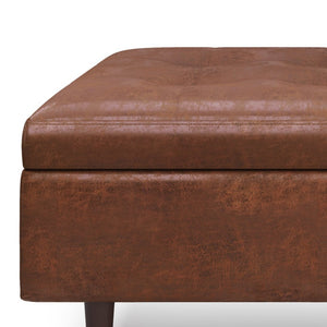 English Elm Shay - Stylish Mid Century Storage Ottoman Coffee Table In Distressed Saddle Brown Faux Leather B136P159258-GIGA