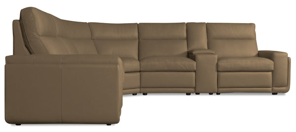 Hooker Furniture Simone Six Piece Leather Power Reclining Sectional with Bluetooth and Storage Console SS757-6PC3-085