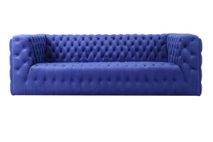 Pasargad Home Vicenza Collection Velvet Tufted Sofa - Bold Comfort With Timeless Transitional Style Blue Velvet Sofa-310-3n