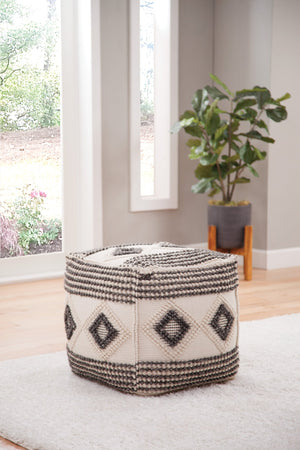English Elm Steve Silver - Dalia Handwoven Square Woolen Pouf Beige — Cozy 21"x21"x20.75" Durable Mix-Fiber Cover, Thermocol Filling B081P157237