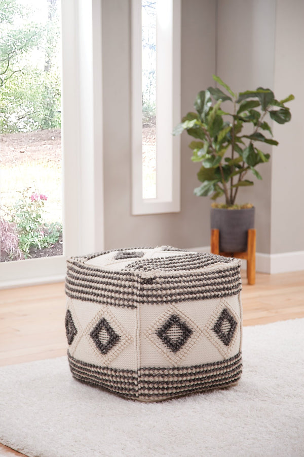 English Elm Steve Silver - Dalia Handwoven Square Woolen Pouf Beige — Cozy 21"x21"x20.75" Durable Mix-Fiber Cover, Thermocol Filling B081P157237