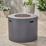 Christopher Knight Home® - Noble House - Aidan Outdoor 31" Round Light Weight Concrete Gas Burning Fire Pit