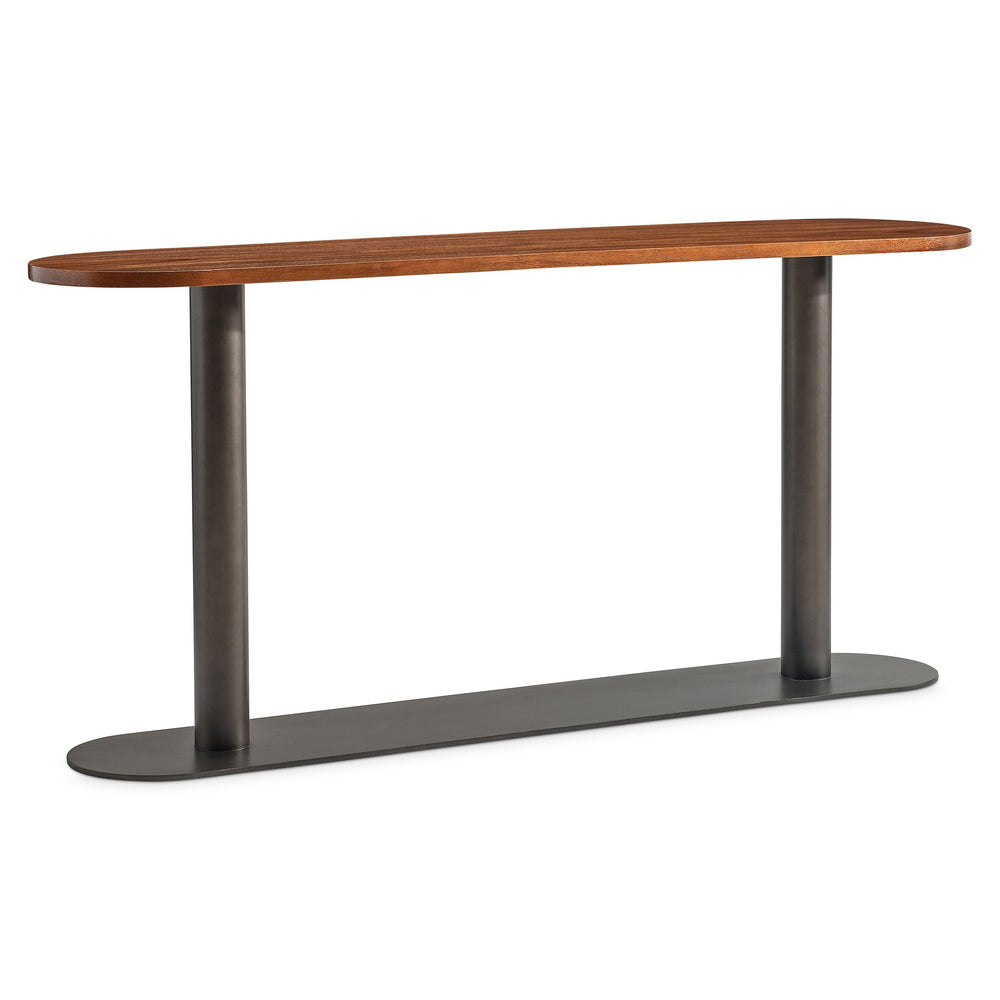 Bernhardt Bernhardt Brasea Suar Wood Entryway Console with Steel Pedestal Base Modern Appeal 394914