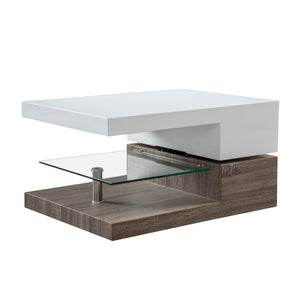 English Elm Christopher Knight Home® - MODERNESQUE White Rotating Coffee Table with Glass Top, Compact MDF Design 37.5"L x 27.8"W x 15.25"H 55064.00