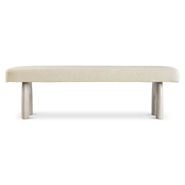 Bernhardt Bernhardt Antibes Bench With Arched Pumice Concrete Supports And Upholstered Seat, Rustic Modern Accent 350506