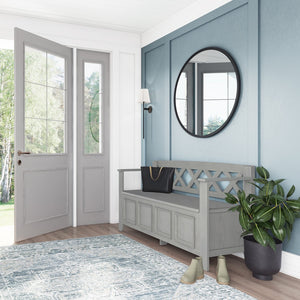 English Elm Amherst Solid Wood Storage Bench In Fog Grey – Elegant, Durable Entryway Seating With Hidden Storage B136P158337
