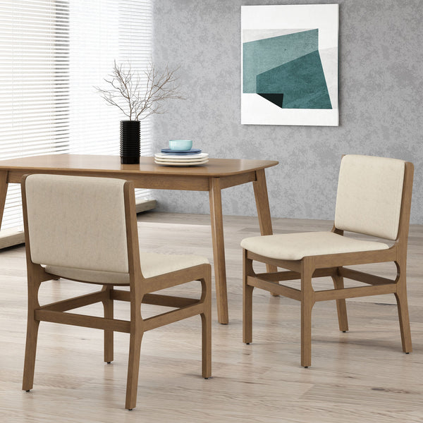English Elm Christopher Knight Home® - DINING Chair Upholstered Rubberwood Frame Modern Contemporary Design Comfortable Seating Set Wheat 73421.00WHEAT