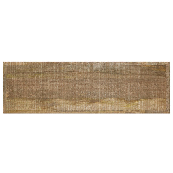 English Elm Durham Handcrafted Distressed Natural Mango Wood Bench with Black Metal Legs — Rustic Modern Entryway Seat B136P158598