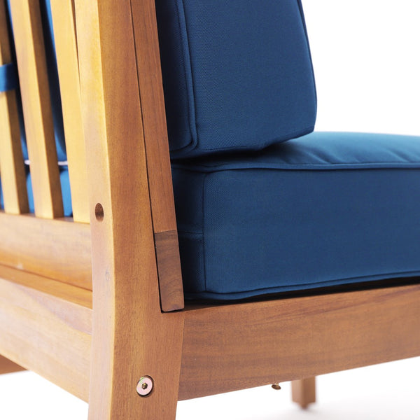 English Elm Perla Armless Accent Chair Tailored Low Profile Upholstered Seat for Living Room Blue 58941.00MBLU