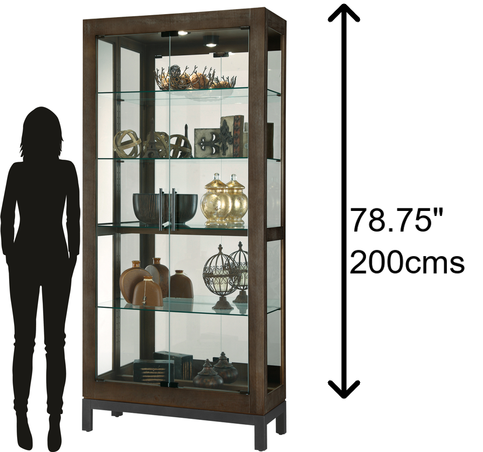 Hekman Furniture 680680 Quinn Iii Curio Cabinet - Lighted Display, Adjustable Shelves, Reclaimed Wood Look & Style Aged Java Quinn Iii Curio Cabinet 680680