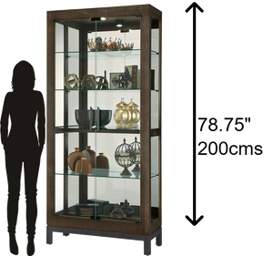 Hekman Furniture 680680 Quinn Iii Curio Cabinet - Lighted Display, Adjustable Shelves, Reclaimed Wood Look & Style Aged Java Quinn Iii Curio Cabinet 680680