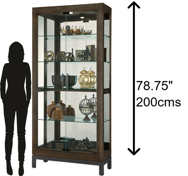 Hekman Furniture 680680 Quinn Iii Curio Cabinet - Lighted Display, Adjustable Shelves, Reclaimed Wood Look & Style Aged Java Quinn Iii Curio Cabinet 680680