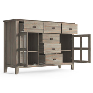 English Elm Artisan Solid Wood Sideboard Buffet In Distressed Grey - Timeless Storage Solution For Any Space B136P158705