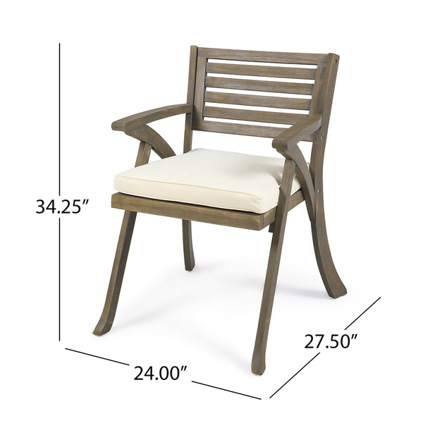 English Elm Helen Outdoor Acacia Hardwood Dining Chairs Curved Slat Back Patio Set of Two 54555.00GRY