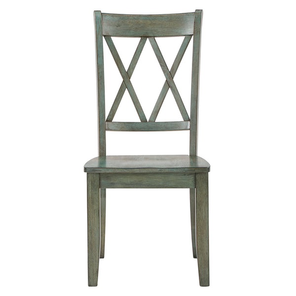 Homelegance By Top-Line Juliette Double X Back Wood Dining Chairs (Set of 2) Green Rubberwood