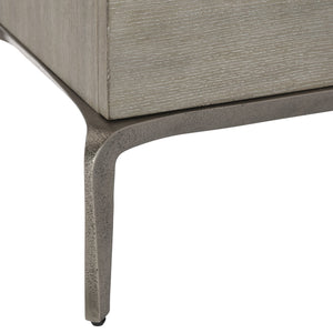 Bernhardt Bernhardt Ritter Nightstand — Sculptural Flint Wood & Sand Grey Concrete Top, Soft-Close Drawers, Usb Charger 309232