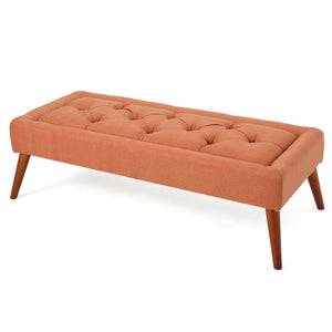 English Elm Christopher Knight Home® - Ottoman 50" Orange Button-Tufted Upholstered Bench with Storage, Birch Legs, Modern Accent Seat 59075.00ORG
