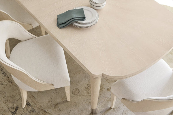 Hooker Furniture Nouveau Chic Rectangle Dining Table With Sandstone Oak Veneer, Scalloped Ends & 22" Leaf For 6–8 6500-75200-80