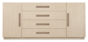 Hooker Furniture Westwood Polished Limestone Buffet With Oak Veneers, 4 Drawers, Adjustable Shelves & Silverware Tray 6133-75900-80