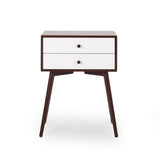 Christopher Knight Home® - Noble House - Newcomb Mid-Century Modern Side Table, Brown and White