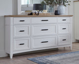 Parker House Americana Modern Bedroom 9 Drawer Dresser Cotton Poplar Solids / Birch Veneers with Oak Top BAME#21689-COT