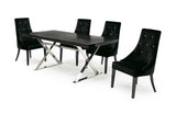 VIG Furniture A&X Xavier - Modern Black Crocodile + Stainless Steel Dining Table VGUNAA815-180-BLKCROC