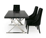 VIG Furniture A&X Xavier - Modern Black Crocodile + Stainless Steel Dining Table VGUNAA815-180-BLKCROC