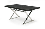 VIG Furniture A&X Xavier - Modern Black Crocodile + Stainless Steel Dining Table VGUNAA815-180-BLKCROC